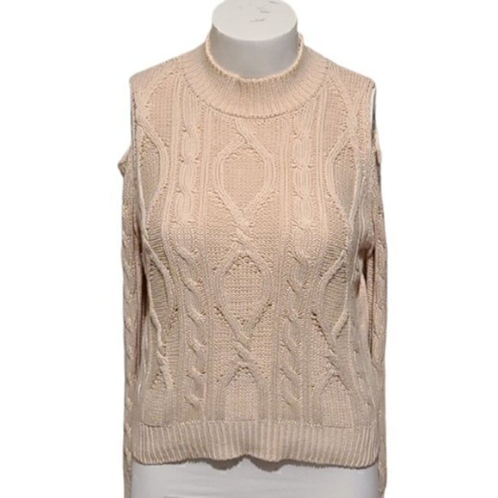 [Black Swan] Cream Cold Shoulder Cable Knit Sweater - Size L